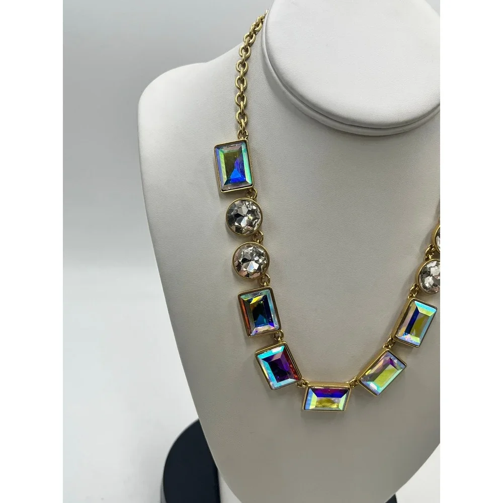 J. Crew Aurora Borealis Iridescent Rhinestone statement Necklace New‎